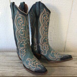 Circle G Blue Jean Triad Womens Leather Cowboy Western Boots 6.5 M L5869